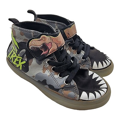 #ad Jurassic World Sneakers T Rex Dinosaur Boys size 11 Black High Top $14.99