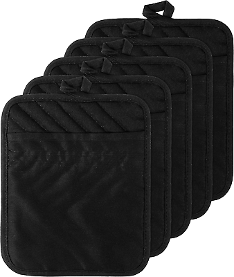 #ad Cotton Pocket Pot Holder Set Kitchen Heat Resistant Potholder Pads $11.68