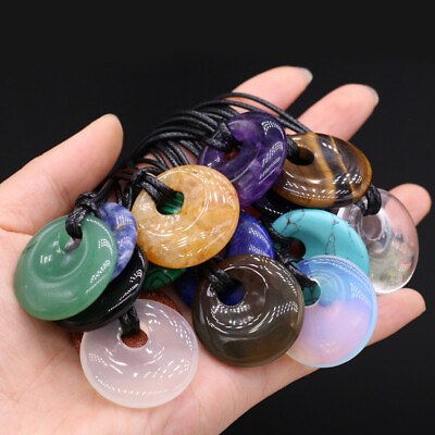 #ad Reiki Pendant Natural Crystal Stone Adjustable Lucky Coin Necklace Women Men $3.79