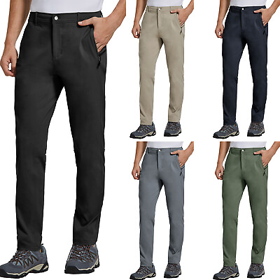 #ad Men#x27;s Dress Pants Slim Fit Stretch Chino Tapered Zipper Pockets Workwear Trouser $24.99
