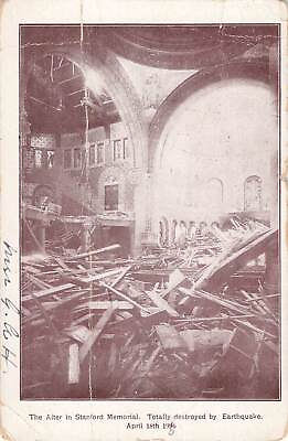 #ad Vintage Postcard The Alter Stanford Memorial destroyed by Earthquake S.F. 1906 $14.99