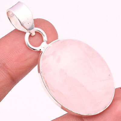 #ad Rose Quartz Gemstone 925 Sterling Silver Handmade Jewelry Pendant 1.57quot; $7.91