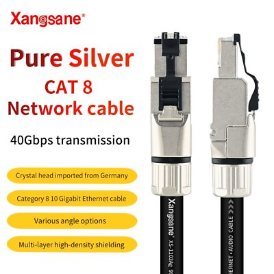 #ad pure silver CAT 8 network cable hifi Ethernet cable 10 Gigabit 40Gbps2000MHz $164.92