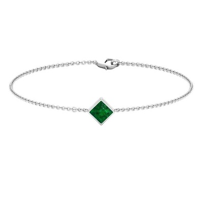 #ad 10K White Gold With Princess Cut Emerald Wedding Chain Bracelet For Women#x27;s $550.00