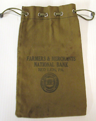 #ad Vintage Farmers amp; Merchants National Bank Red Lion PA Deposit Canvas Money Bag $18.00