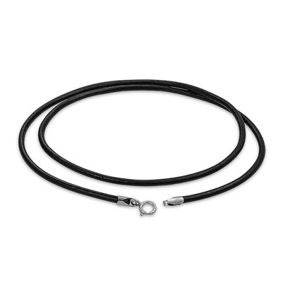 #ad Unisex Genuine Brown Black Leather Cord Necklace .925 Silver Clasp 14 24 Inch $12.99