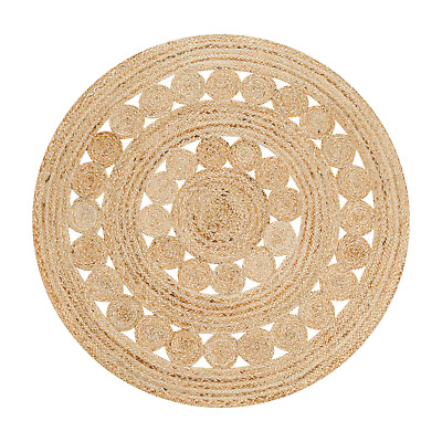 #ad RIANGI Round Braided Jute Area Rug For Living Room Kitchen Bedroom Bathroom $115.99