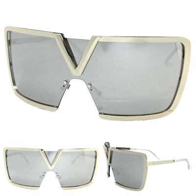 #ad Classic Elegant Modern Contemporary Wrap Shield SUN GLASSES Chrome Frame amp; Lens $14.99