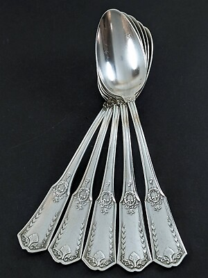 #ad Rouyer V.Langrand EMPIRE 5 Tablespoons 8 1 2quot; Silverplate Flatware 1900 CHAMBLY $100.00
