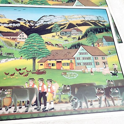 #ad Willi Keller Artist Switzerland Landscape Litho Art Print Kitchen Placemats 6 $18.90