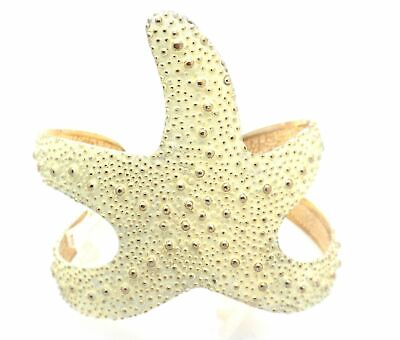 #ad New Starfish Ivory Textured Bracelet Women 2.5quot; Wide Cuff $17.97