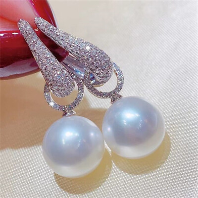 #ad Gorgeous 925 Silver Filled Earring Women Pearl Wedding Engagement Jewelry Gift C $4.54