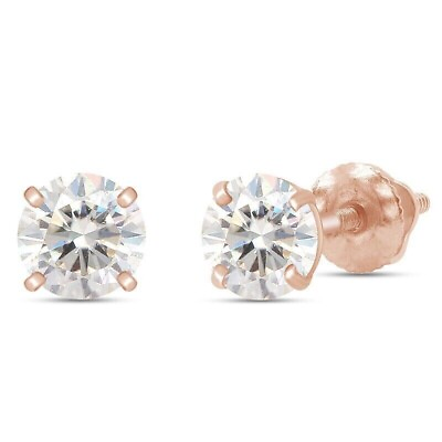 #ad 1.50Ct Round Lab Created Moissanite Solitaire Stud Earrings 14K Rose Gold Plated $23.99