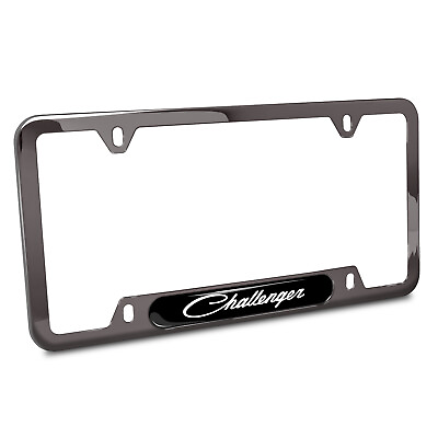 #ad Dodge Challenger Classic Black Insert Gunmetal Chrome Plate Frame $45.99