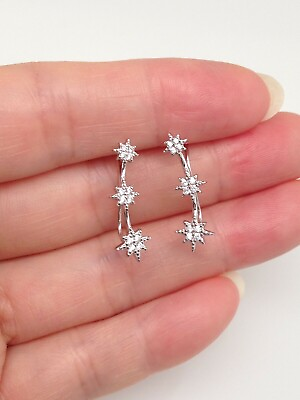 #ad Tiny Cz North Star Ear Vine Climber Earrings 925 Sterling Silver 20mm 0.79quot; $21.00