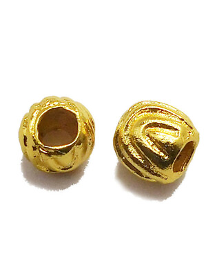#ad 5 PCS 9MM HOLLOW LARGE HOLE BALI BEAD 18K GOLD PLATED JEWELRY MAKING $3.49