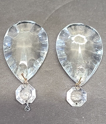 #ad Vintage Antique Crystal Glass Chandelier Candelabra Prism Pendant Teardrop Bead $25.00