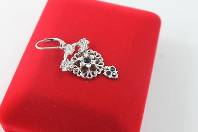 #ad Swarovski Crystal Earrings Sterling Silver Gem Drop Chandelier Flower Topaz USA $7.35