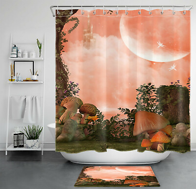 #ad Dream Castle Mushroom Shower Curtain Plant Flower Forest Set for Bathroom Decor $12.99