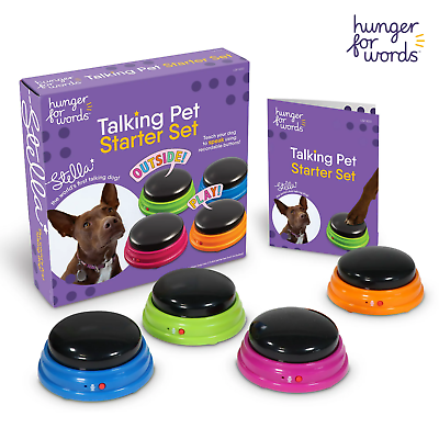 #ad Hunger for Words Talking Pet Starter Set 4 Recordable Buttons for Dog Communic $12.62