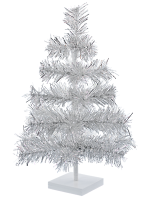 #ad 18#x27;#x27; Silver Christmas Tree Silver Feather Tinsel Tree Tabletop Holiday XMASS $39.99