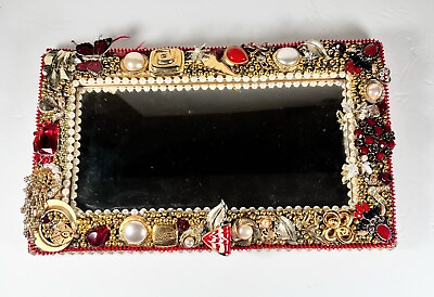 #ad Handmade Vintage Jeweled Framed Mirror Embellished Mirror by Vintage Jewelry $23.99