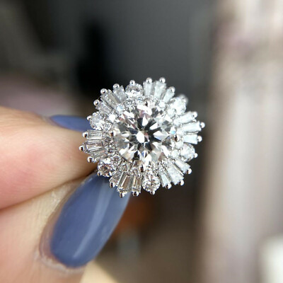 #ad 925 Silver Filled Ring Pretty Round Cubic Zircon Wedding Jewelry Sz 6 10 C $3.71