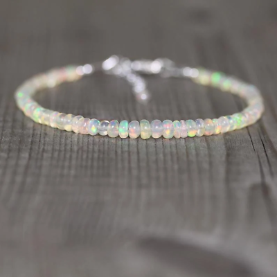 #ad Natural Opal Gemstone Tiny Beads Healing Reiki Delicate Women Dainty Bracelet $13.26