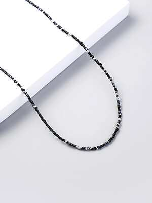 #ad 1pc Silver and Black Color Beaded Necklace for Women Girls Accessories Jewelry $6.32