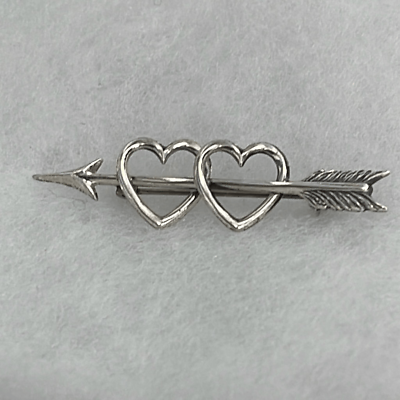 #ad Vintage Beau Sterling double heart with arrow brooch $32.00