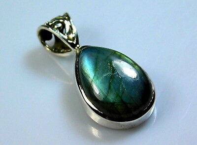 #ad Amazing Solid 925 Sterling Silver Ethnic Pendant With Full Flashy Labradorite $12.88