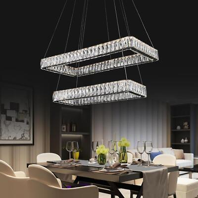 #ad #ad 2 Crystal Rectangles Opulent Two Tiered Rectangle LED Crystal Chandelier with $1250.00