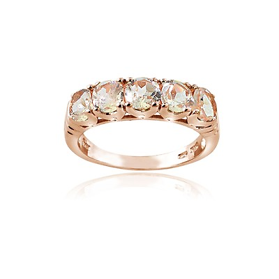 #ad Rose Gold Tone over Sterling Silver Morganite Half Eternity Band Ring $55.00