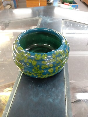 #ad Handmade blue green pottery bowl planter $6.00