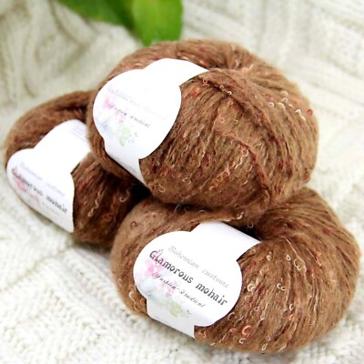 #ad Sale Lot 3BallsX50gr Fluffy Soft Mohair Rugs Shawl Hand Knit Crochet Yarn 11 $13.93