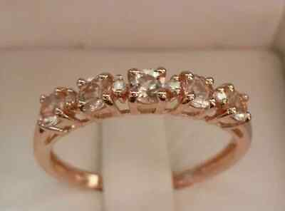 #ad 1 Ct Round Simulated Morganite Half Eternity Wedding Band 14K Rose Gold Plated $70.15