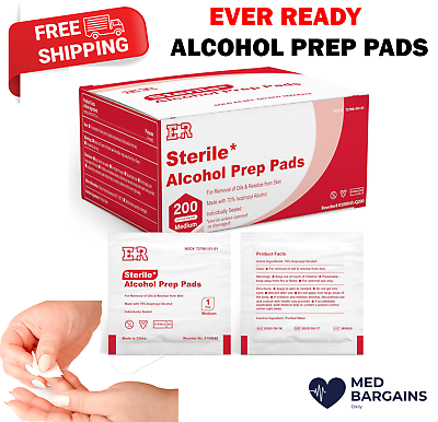 #ad Ever Ready First Aid Alcohol Prep Pads Individually Wrapped Medium 2 Ply Wipes $6.95