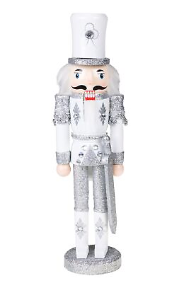 #ad Clever Creations Silver Soldier 12 Inch Traditional Wooden Nutcracker Festive... $39.30