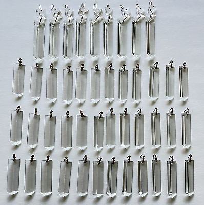 #ad Lot 45 pcs Clear Chandelier Crystals Prisms Lamp Parts Triangular Drop 2.5 3 in. $36.00