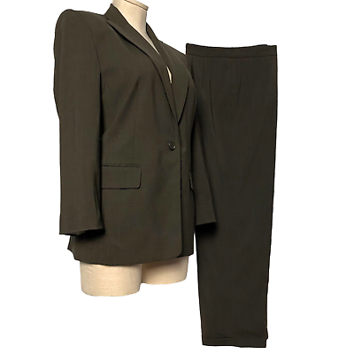 #ad Talbots Women Suit 2 Pc Pants 1 Button Single Breasted Jacket Brown Petite 8 $40.67