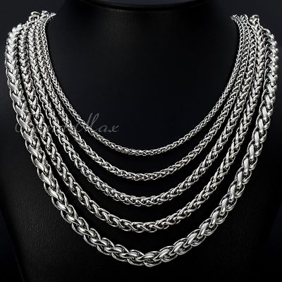 #ad 3 10mm 18 36quot; Boys Men Chain Stainless Steel Wheat Link Silver Necklace Gift DIY $11.99
