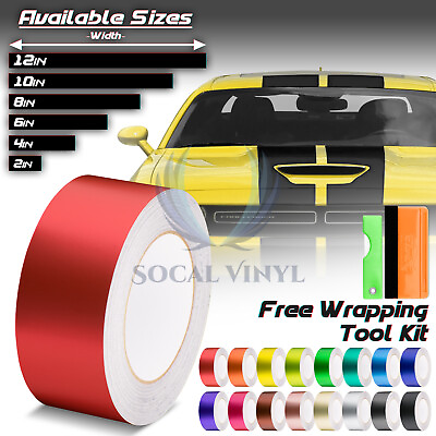 #ad Satin Chrome Metallic Matte Racing Stripes Vinyl Wrap Rally Sticker 10 20 Long $9.99