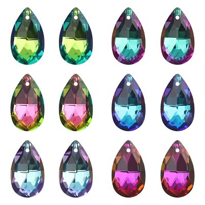 #ad Crystal Teardrop Pendants 13x22mm Glass Drop Beads Jewelry Making Charms 20Pcs $17.30