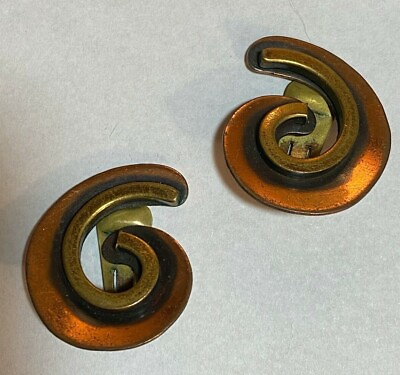 #ad Vintage Copper amp; Brass Swirl Clip Earrings $35.00