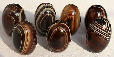 #ad 120g 7Pcs Banded Eyed Nepal Indo Tibet Agate Old Bead Amulet for Gift 1 $24.77