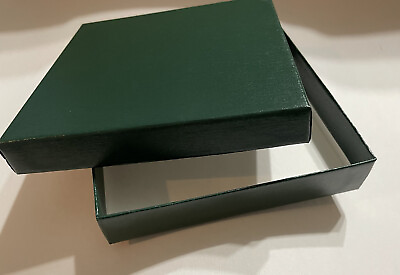 #ad 5x5x1 hunter green jewelry accessory gift box w Green Plastic Insert $4.00