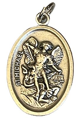 #ad Vintage Catholic St Michael Silver Tone Religious Medal $7.99