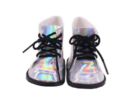 #ad Boots All Weather Boots Iridescent Silver Designed for 18 Inch Dolls $6.25