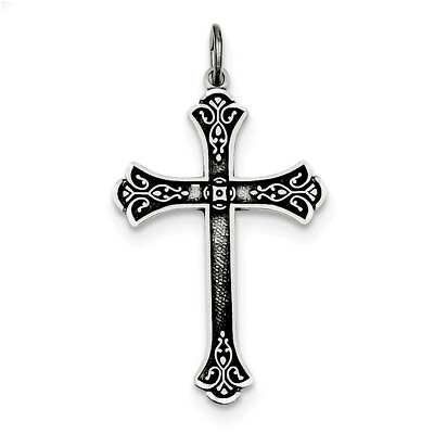 #ad Sterling Silver Antiqued Cross Pendant QC3356 $47.99
