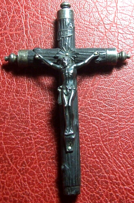 #ad Christian large crucifixion of Jesus on hardened wooden amp; silver rare cross $39.00